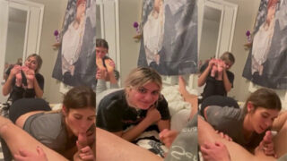 Horny Girl Sucking Friends – Foot while She giving heads to her stud boyfriend